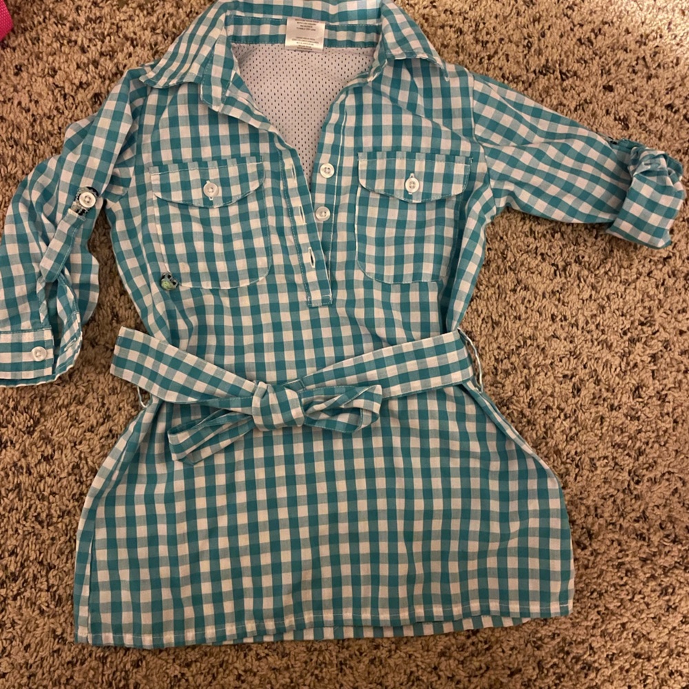 Turquoise Prodoh checkered dress. Size 2T